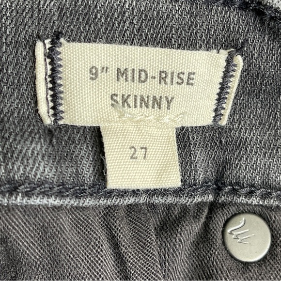 Madewell 9” Mid Rise Skinny Jeans Black Sea Distressed Knee | Size 27 - Picture 13 of 13